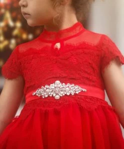 TRISH SCULLY ARIANA GOWN & BELT SET CRIMSON Girls 2T-6
