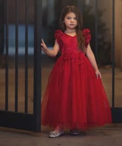 TRISH SCULLY GIRLS BIANCA GOWN CRIMSON