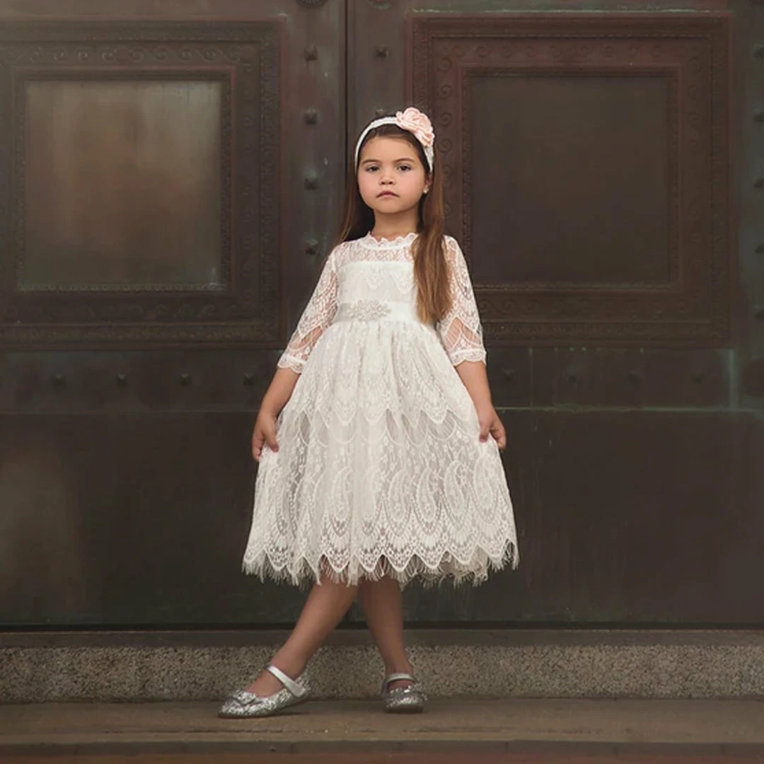 TRISH SCULLY HOME BELLA RAFAELA DRESS & BELT SET- ANTIQUE WHITE GIRLS 5 TRISH SCULLY HOME BELLA RAFAELA DRESS & BELT SET- ANTIQUE WHITE GIRLS