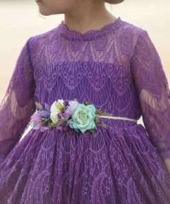 TRISH SCULLY HOME BELLA RAFAELA DRESS & BELT SET HYACINTH GIRLS