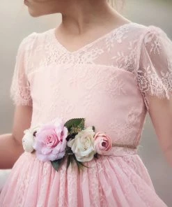 TRISH SCULLY GIRLS AINSLEY DRESS & BELT SET PINK