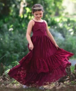 TRISH SCULLY GIRLS ALEXANDRA MAXI DRESS WINE