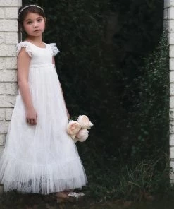 TRISH SCULLY HOME GIRLS CLARA GOWN WHITE