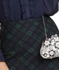 TRISH SCULLY BLACK & WHITE FLORAL RHINESTONE CLUTCH 9 TRISH SCULLY BLACK & WHITE FLORAL RHINESTONE CLUTCH