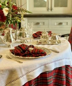 TRISH SCULLY ROYAL STEWART TARTAN EMBROIDERED PILLOW CASE HOME