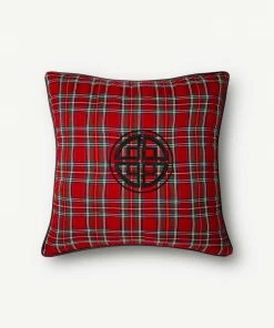 TRISH SCULLY ROYAL STEWART TARTAN EMBROIDERED PILLOW CASE HOME