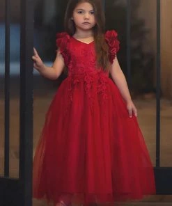 TRISH SCULLY GIRLS BIANCA GOWN CRIMSON