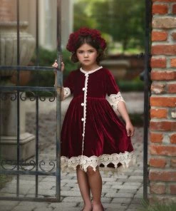 TRISH SCULLY Spring/Summer 2022 ROSALINA DRESS BURGUNDY VELVET