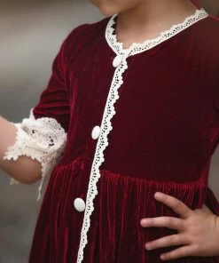 TRISH SCULLY Spring/Summer 2022 ROSALINA DRESS BURGUNDY VELVET