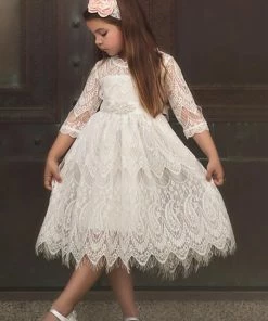 TRISH SCULLY HOME BELLA RAFAELA DRESS & BELT SET- ANTIQUE WHITE GIRLS