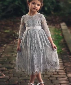 TRISH SCULLY HOME BELLA RAFAELA DRESS & BELT SET SILVER GIRLS