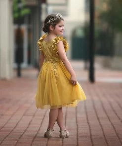 TRISH SCULLY BIANCA DRESS MUSTARD GIRLS