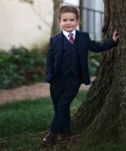 TRISH SCULLY BOYS NAVY BLUE BROOKS SUIT 3PC. SET
