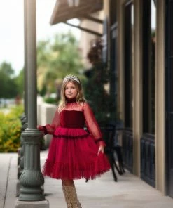 TRISH SCULLY HOME GIRLS MAEVE DRESS CRIMSON