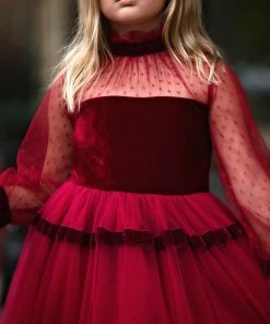 TRISH SCULLY HOME GIRLS MAEVE DRESS CRIMSON