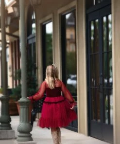 TRISH SCULLY HOME GIRLS MAEVE DRESS CRIMSON