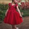TRISH SCULLY HOME GIRLS BIANCA DRESS CRIMSON