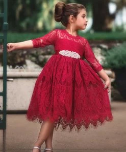 TRISH SCULLY HOME BELLA RAFAELA DRESS & BELT SET-CRIMSON