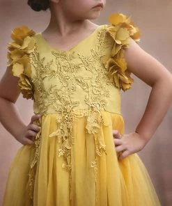 TRISH SCULLY BIANCA DRESS MUSTARD GIRLS