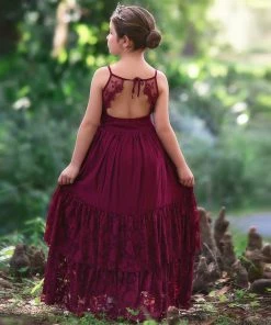 TRISH SCULLY GIRLS ALEXANDRA MAXI DRESS WINE