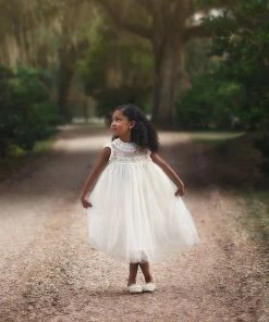 TRISH SCULLY GIRLS ALLESSANDRA DRESS WHITE