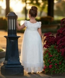 TRISH SCULLY HOME GIRLS CLARA GOWN WHITE