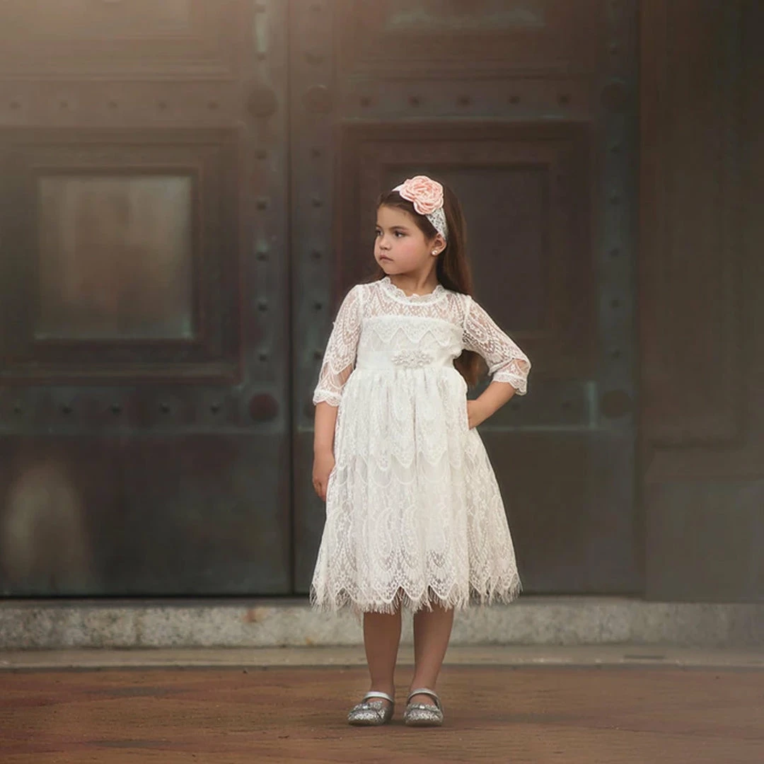 TRISH SCULLY HOME BELLA RAFAELA DRESS & BELT SET- ANTIQUE WHITE GIRLS 8 TRISH SCULLY HOME BELLA RAFAELA DRESS & BELT SET- ANTIQUE WHITE GIRLS