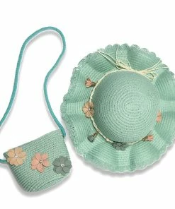 TRISH SCULLY DAISY HAT & PURSE SET BLUE