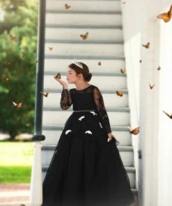 TRISH SCULLY HOME MARIPOSA GOWN BLACK & WHITE GIRLS