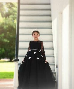 TRISH SCULLY HOME MARIPOSA GOWN BLACK & WHITE GIRLS