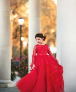 TRISH SCULLY HOME MARIPOSA GOWN CRIMSON GIRLS