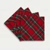 TRISH SCULLY ROYAL STEWART TARTAN COCKTAIL NAPKINS SET OF 4