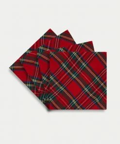 TRISH SCULLY ROYAL STEWART TARTAN COCKTAIL NAPKINS SET OF 4
