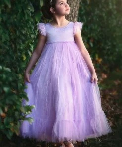 TRISH SCULLY HOME GIRLS CLARA GOWN LAVENDER