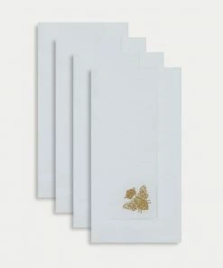 TRISH SCULLY HOME ITALIAN LINEN BEE EMBROIDERED NAPKIN SET OF 4
