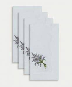TRISH SCULLY HOME Mother's Day Gift Guide ITALIAN LINEN LAVENDER EMBROIDERY NAPKINS, SET OF 4