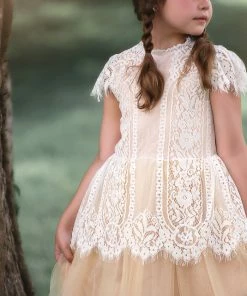 TRISH SCULLY HOME GIRLS GWENDOLYN GOWN-WHITE/NATURAL