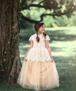 TRISH SCULLY HOME GIRLS GWENDOLYN GOWN-WHITE/NATURAL