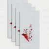 TRISH SCULLY CARDINAL EMBROIDERED LINEN NAPKIN, SET OF 4