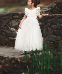 TRISH SCULLY GIRLS BIANCA GOWN WHITE