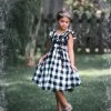 TRISH SCULLY BIANCA DRESS BLACK AND WHITE BUFFALO CHECK Spring/Summer 2022