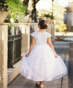 TRISH SCULLY GIRLS DELILAH DRESS WHITE