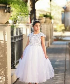 TRISH SCULLY GIRLS DELILAH DRESS WHITE
