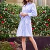 TRISH SCULLY DAPHNE BUTTON FRONT SHIRT DRESS BLUE