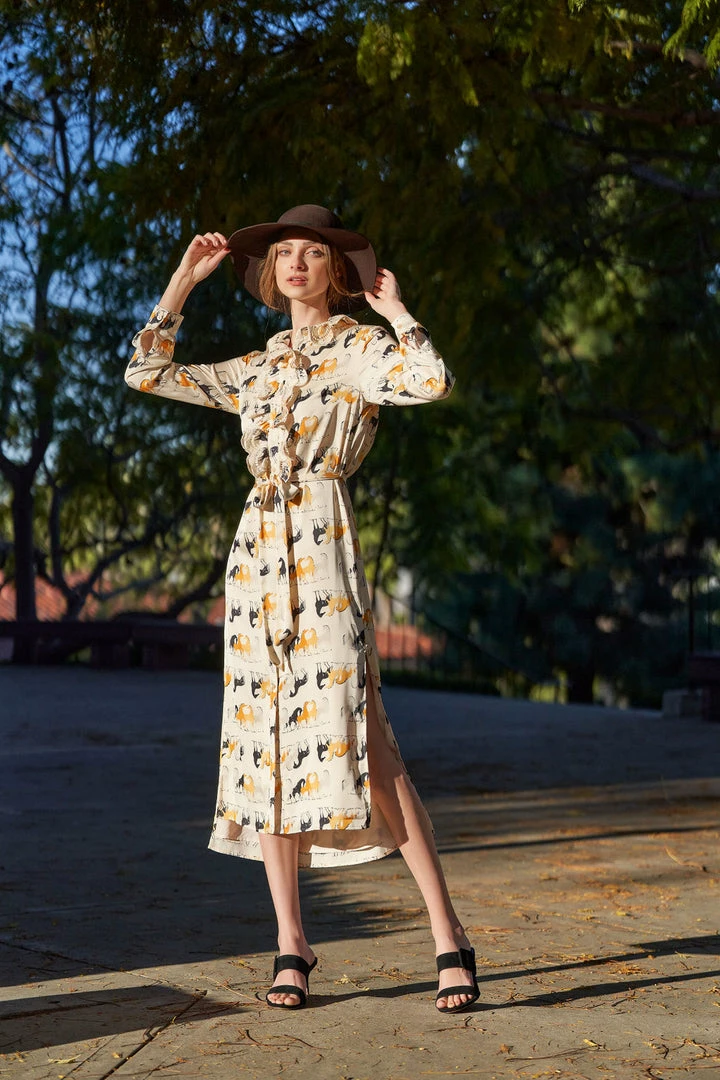 TRISH SCULLY LEA BUTTON DOWN MAXI DRESS EQUESTRIAN PRINT 11 TRISH SCULLY LEA BUTTON DOWN MAXI DRESS EQUESTRIAN PRINT