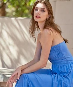 TRISH SCULLY LUCILLE MAXI DRESS CORNFLOWER BLUE