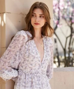 TRISH SCULLY SOFIA MAXI DRESS LAVENDER FLORAL