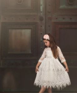 TRISH SCULLY HOME BELLA RAFAELA DRESS & BELT SET- ANTIQUE WHITE GIRLS 10 TRISH SCULLY HOME BELLA RAFAELA DRESS & BELT SET- ANTIQUE WHITE GIRLS