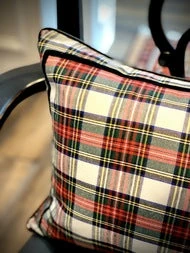 TRISH SCULLY HOME STEWART TARTAN BOLSTER PILLOW