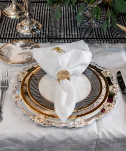 TRISH SCULLY HOME MILANO WHITE JACQUARD TABLE CLOTH 104